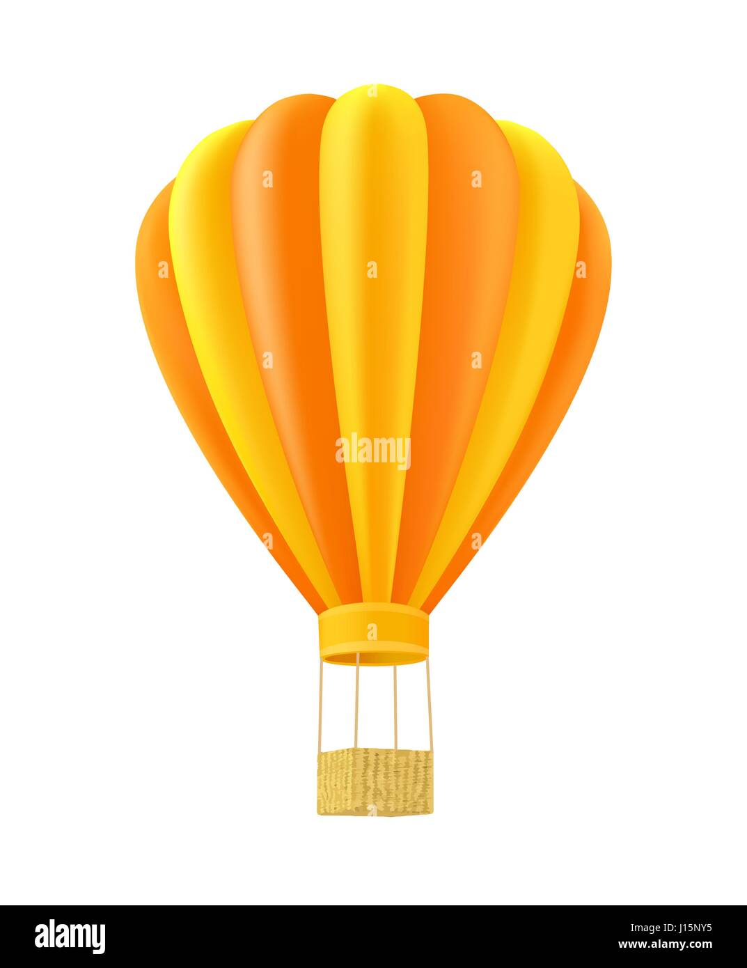 Yellow and orange air ballon with basket Stock Vector