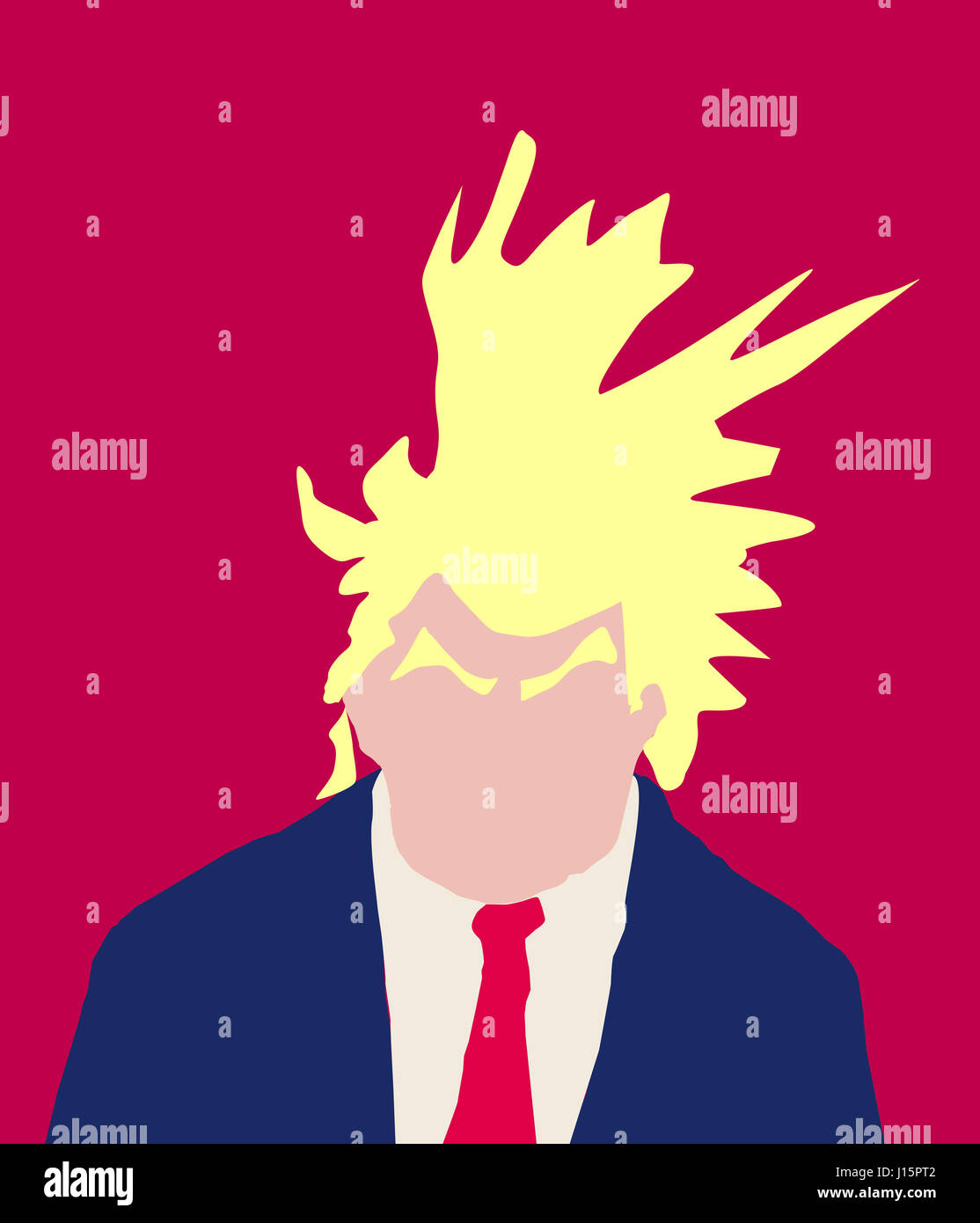 April 18, 2017. Abstract of Donald Trump with crazy hairdo and bushy eyebrows Stock Photo