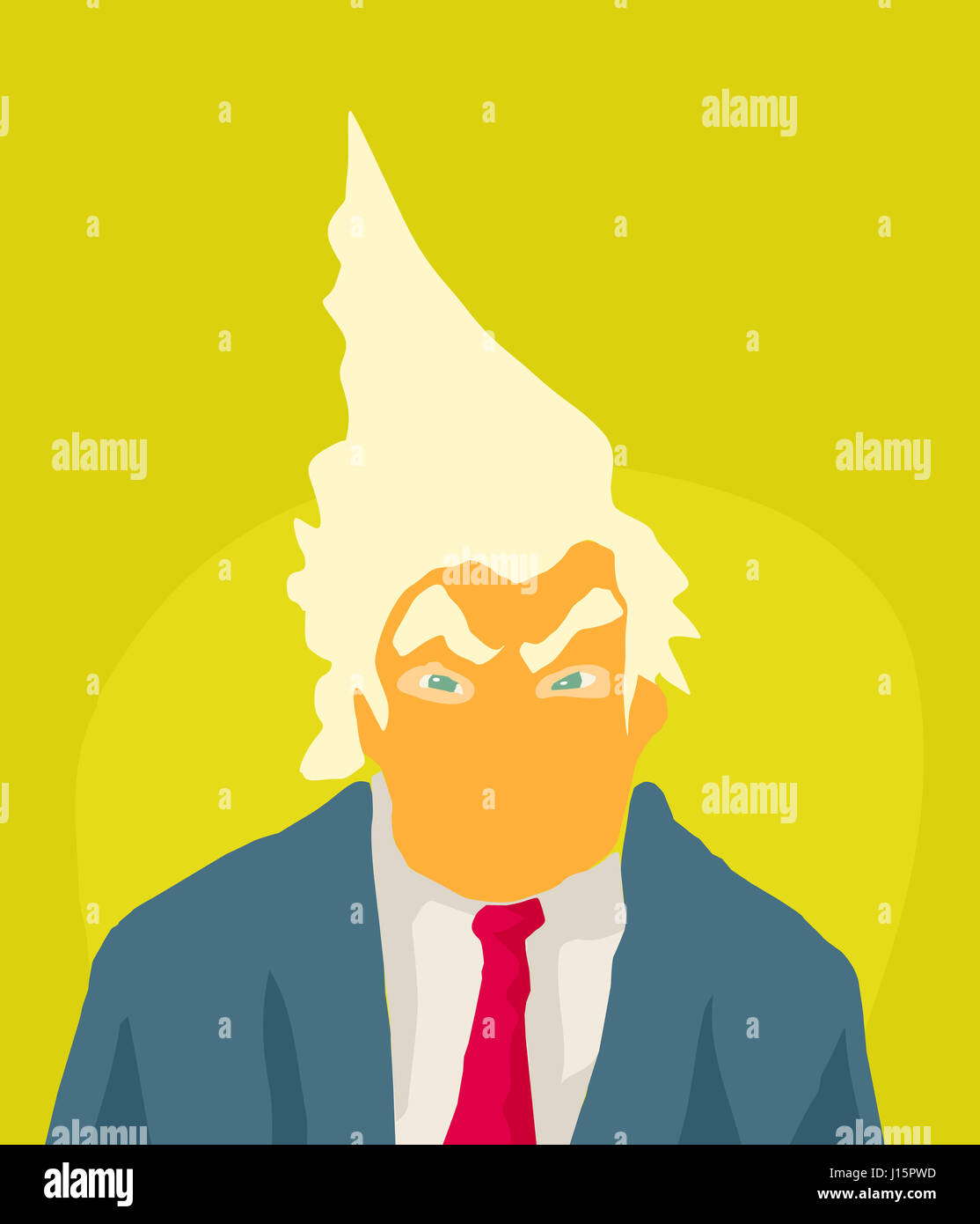 April 18, 2017. Abstract orange Trump caricature with big eyebrows and spiked hair Stock Photo