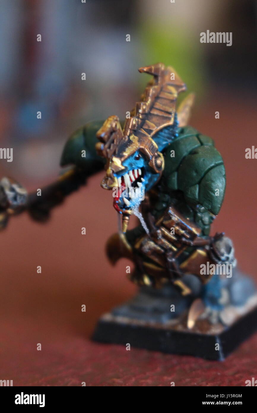 Warhammer figurines used to battle other warhammer armies Stock Photo