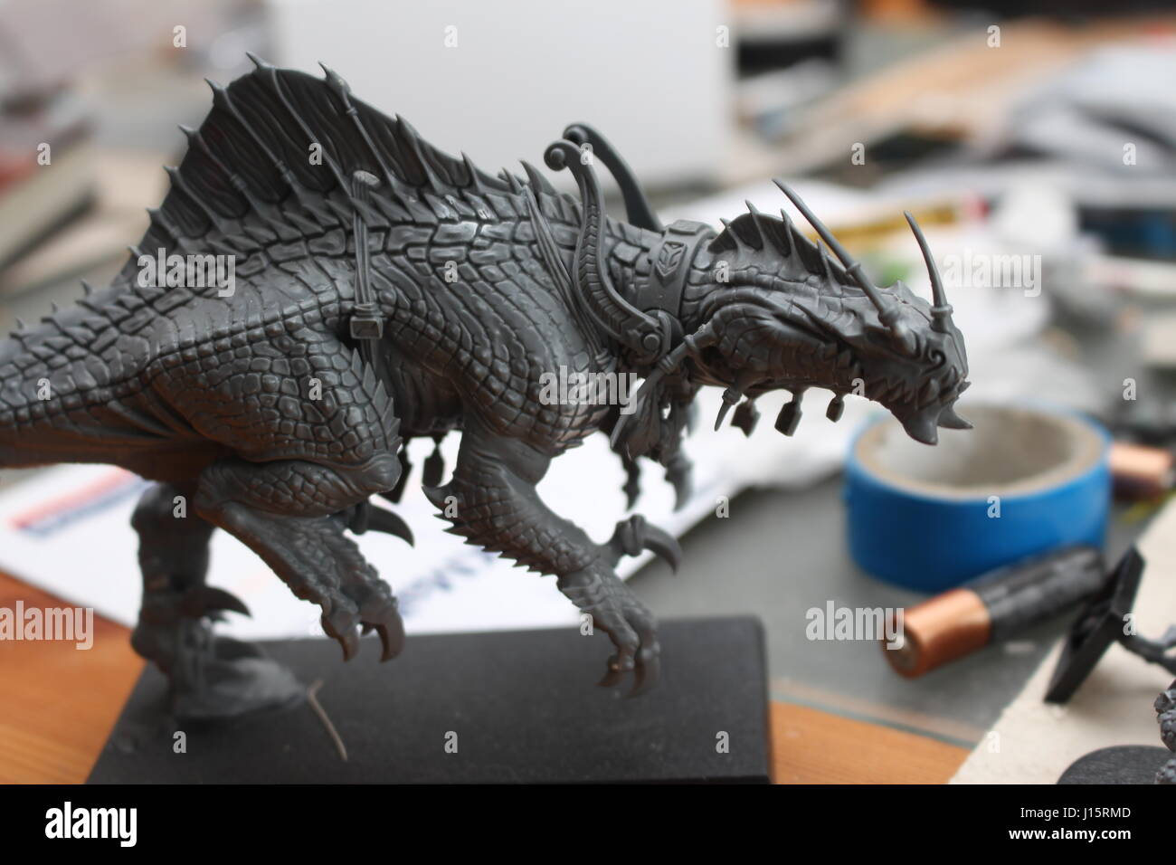 Painting Warhammer lizardmen figures Stock Photo - Alamy