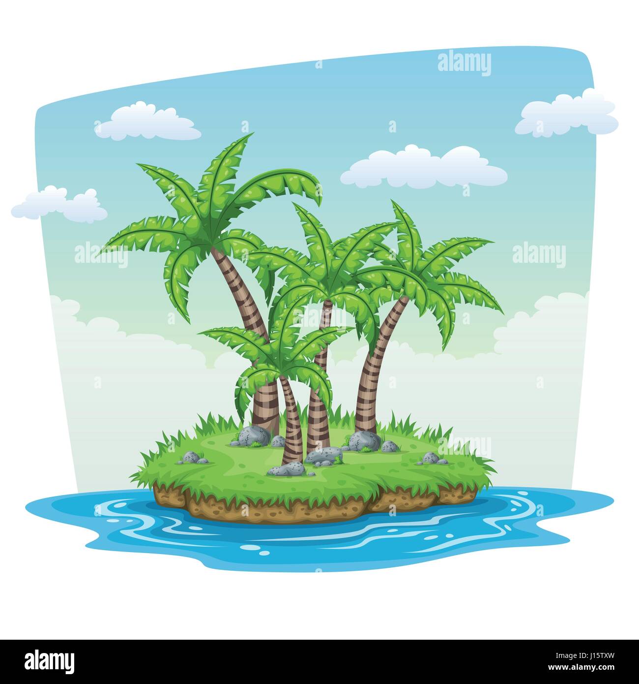 Illustration of some tree palms on a island Stock Vector Image & Art ...