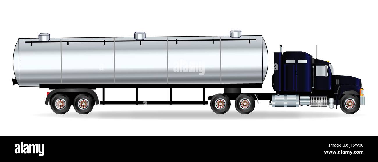 The front end of a large fuel truck over a white background Stock Vector