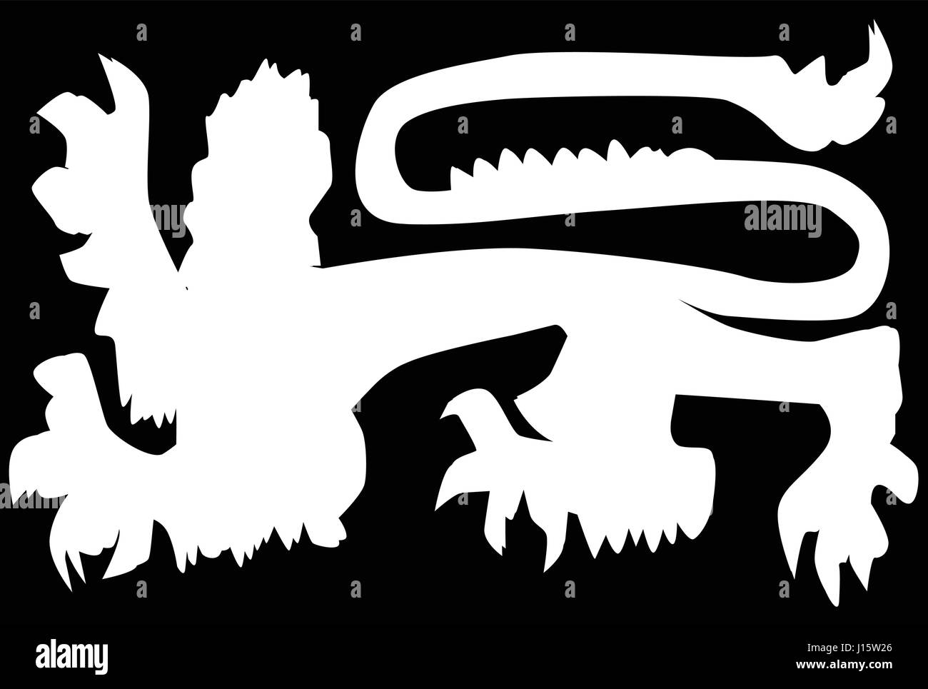 The traditional English lion in silhouette as found on shields other items of British royalty Stock Vector