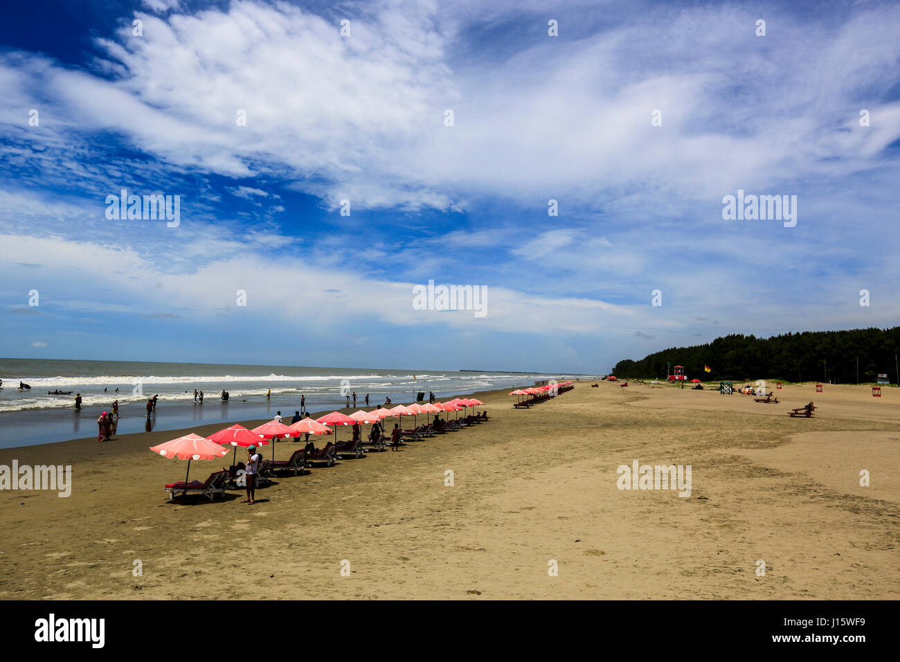View of the Cox’s Bazar Sea Beach, the longest sea beach in the world. Cox’s Bazar, Bangladesh