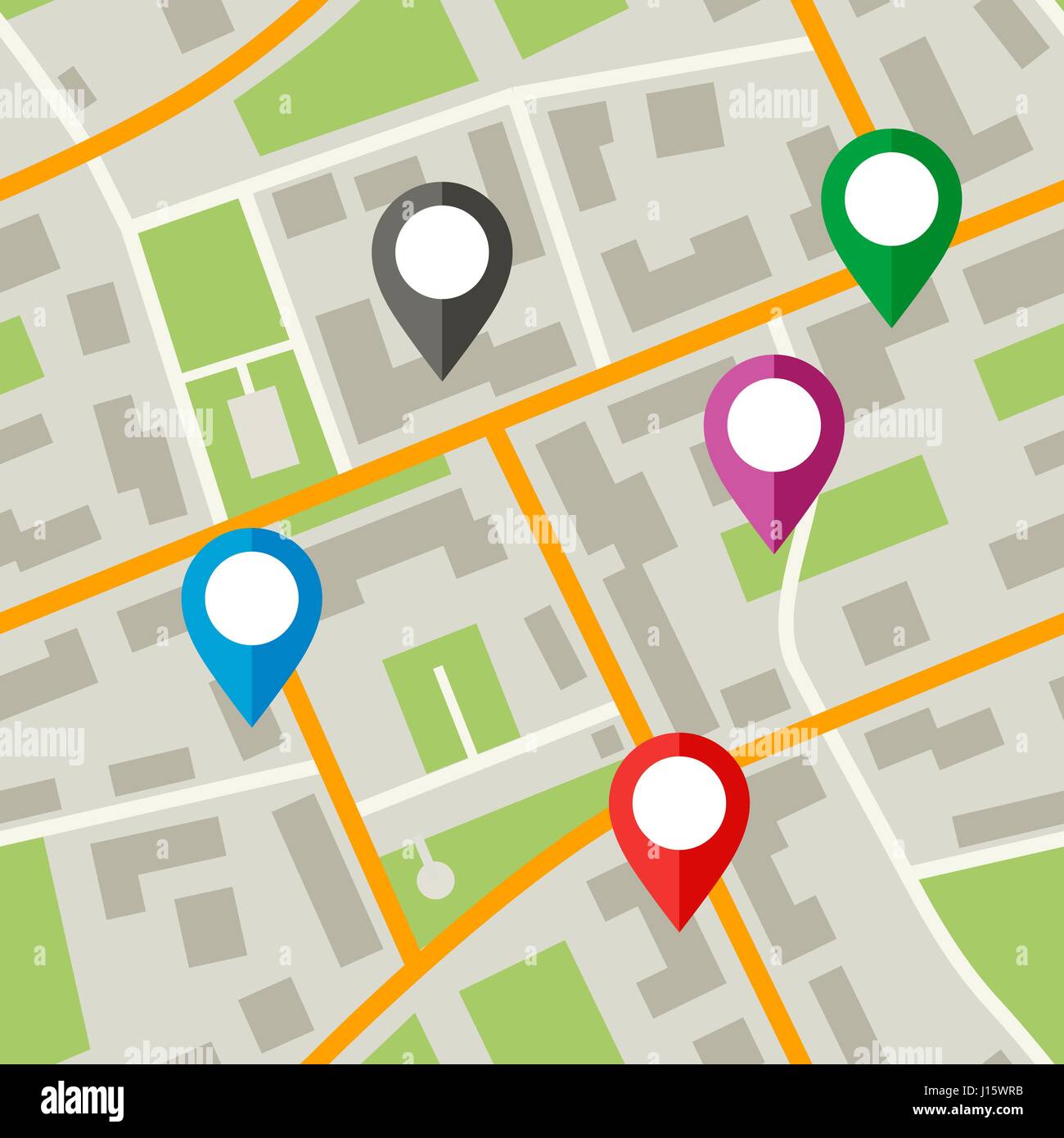 Orientation map Stock Vector Images - Map With Pins J15WRB