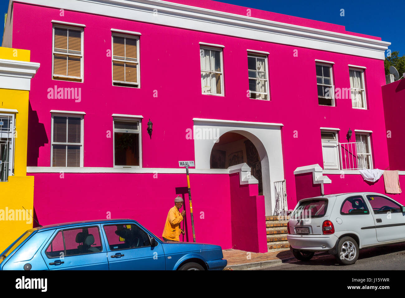 Brightly painted houses in the Bo Kaap or Malay Quarter area of Cape