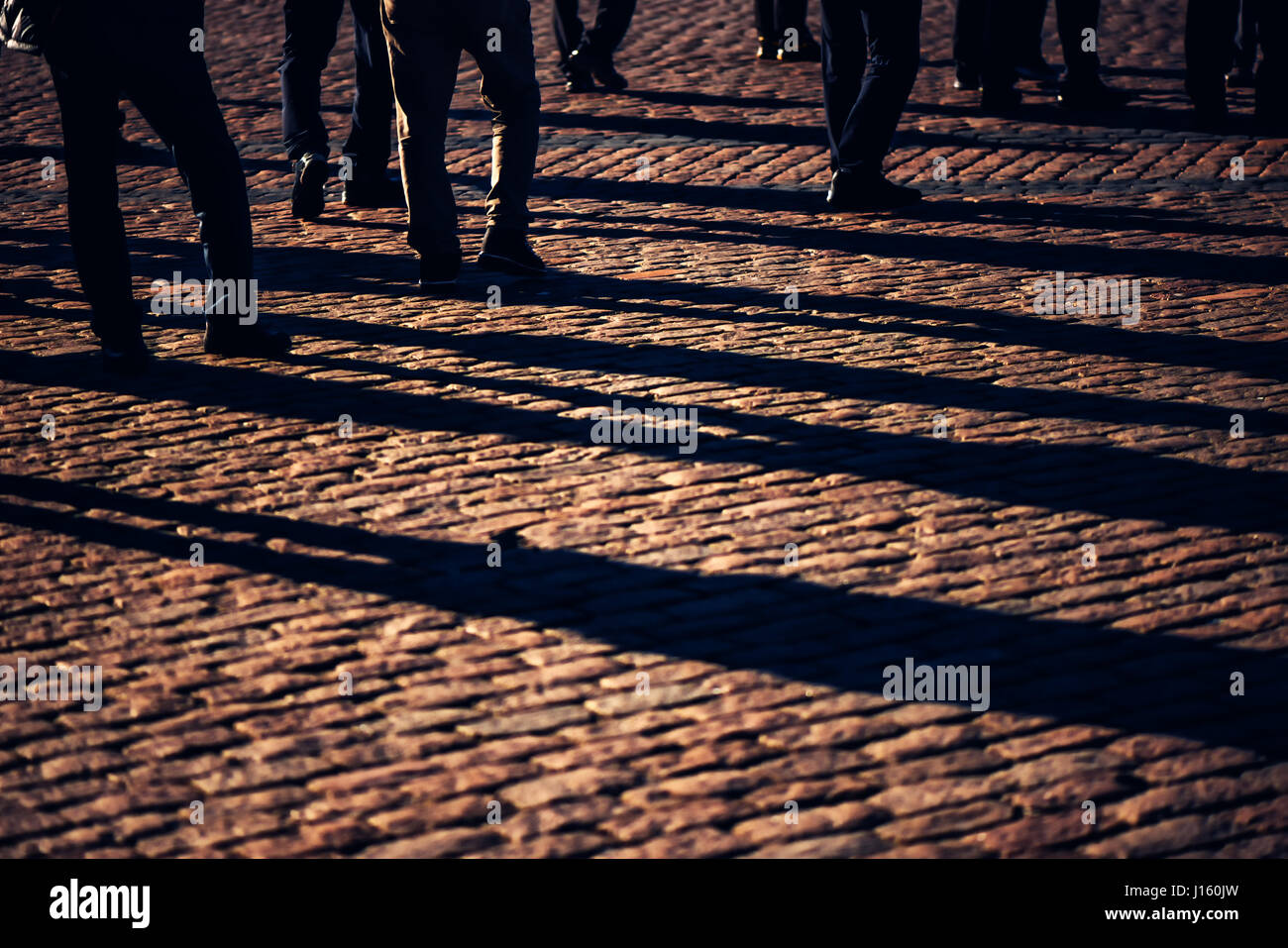 Crowd, group of people on the street, pedestrians walking on public location, general public concept for community and population themes, selective fo Stock Photo
