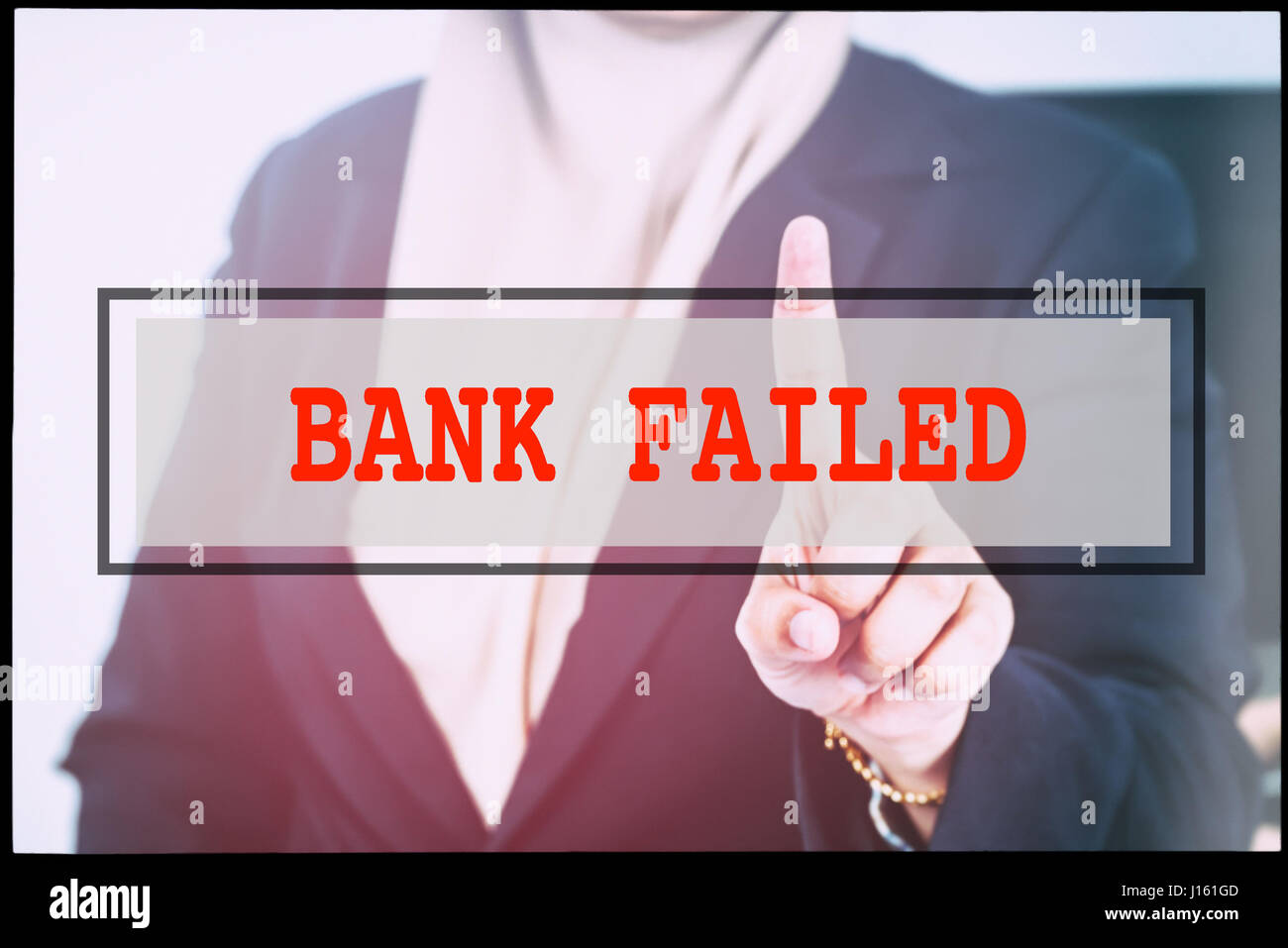 Hand and text LOAN FAILED with vintage background. Technology concept ...