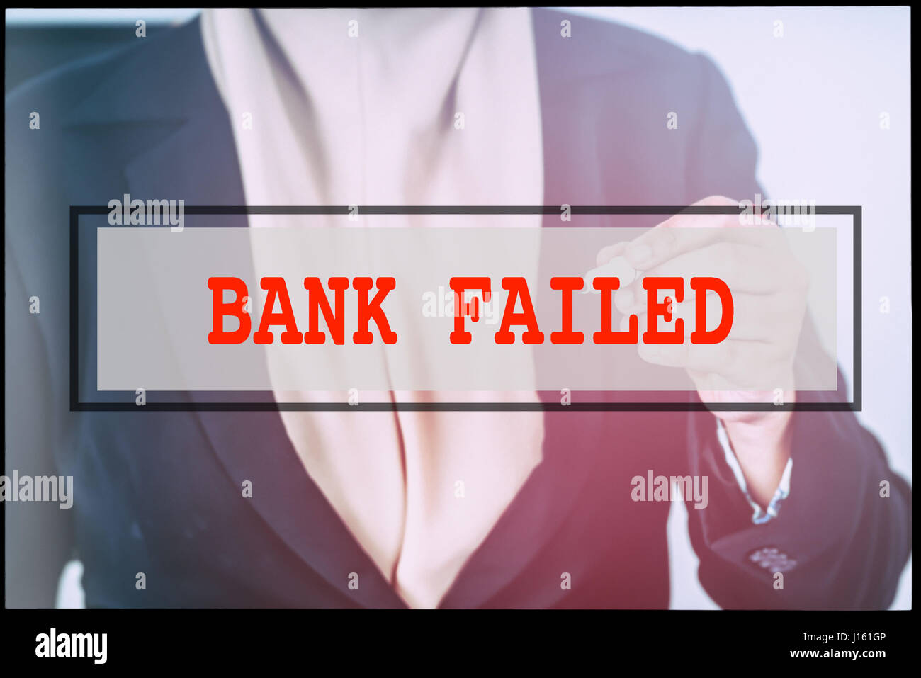 Hand and text LOAN FAILED with vintage background. Technology concept ...