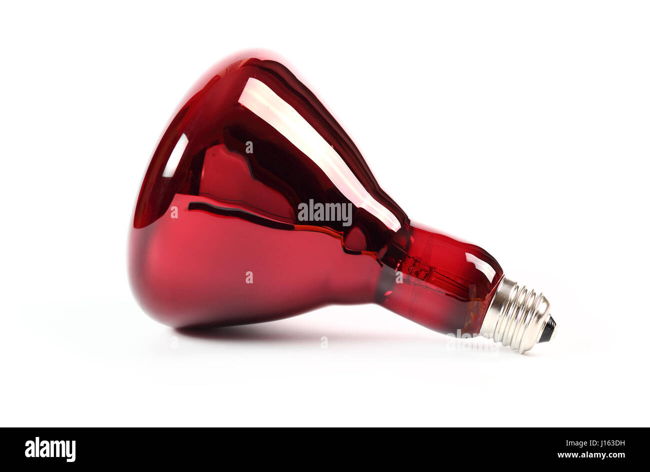 Incandescent Near Infrared Light Bulb Red Heat Lamp. Isolated on White Background Stock Photo