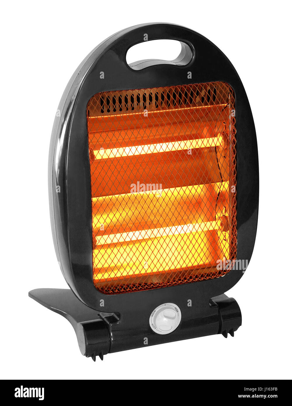 Quartz halogen heater with glowing bars. Isolated with clipping path. Stock Photo
