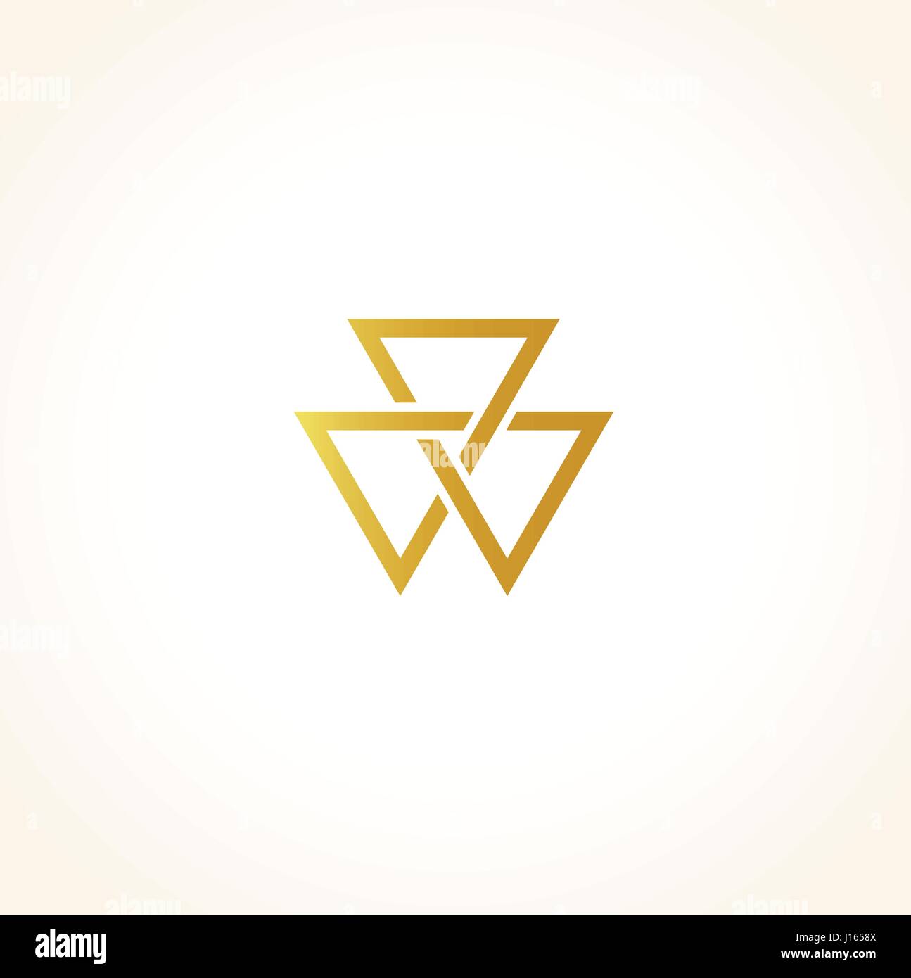 Isolated abstract golden color triangles contour logo on black background, geometric triangular shape logotype, gold luxury decoration vector illustration Stock Vector