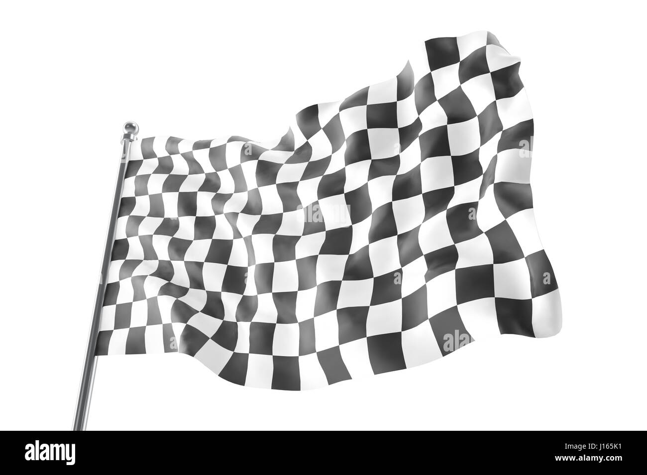 Checkered race flag. Finishing checkered flag, 3d rendering isolated on white background Stock Photo