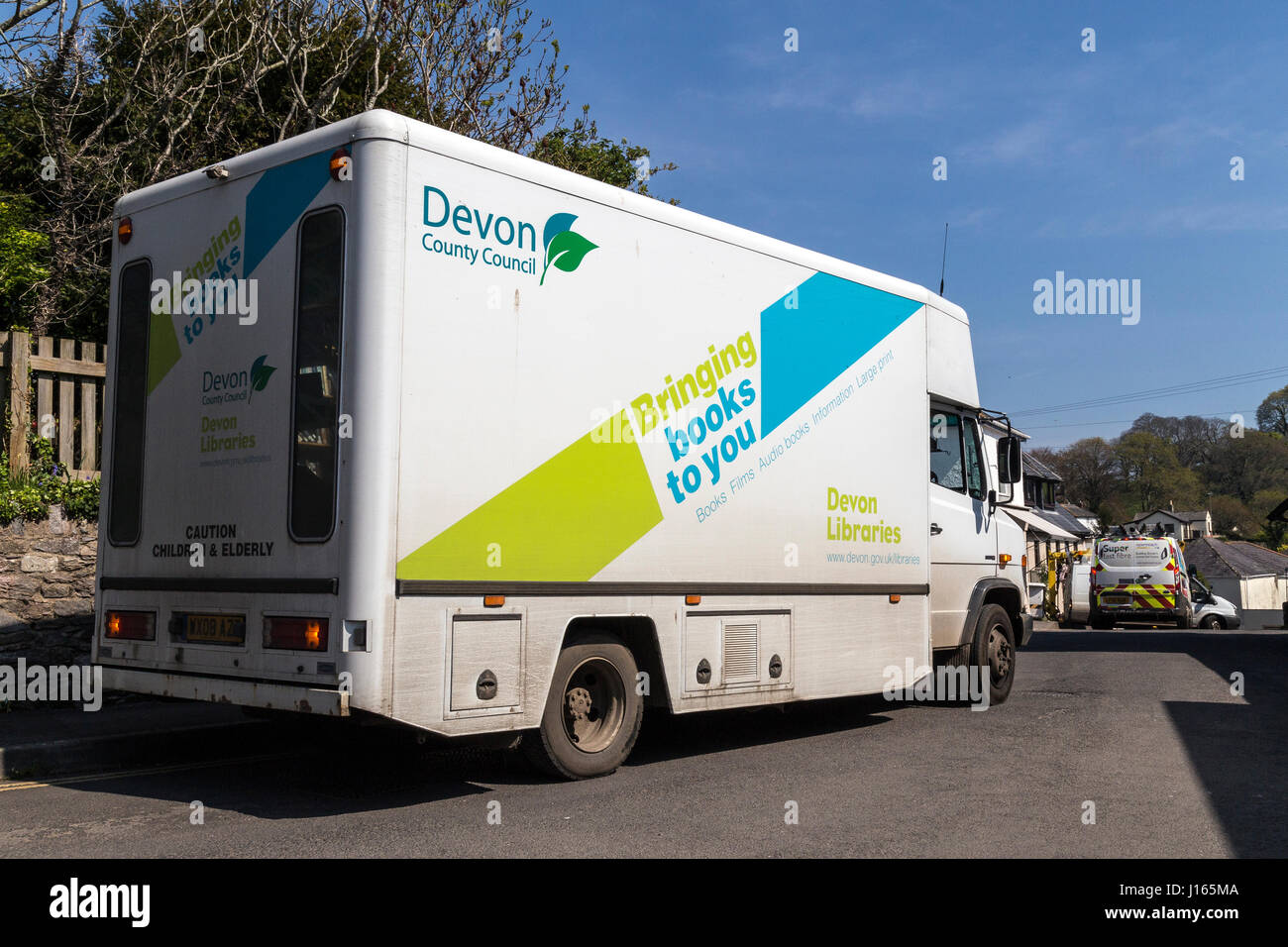 Mobile Library stops in Stoke Gabriel,South Hams,Devon Stock Photo