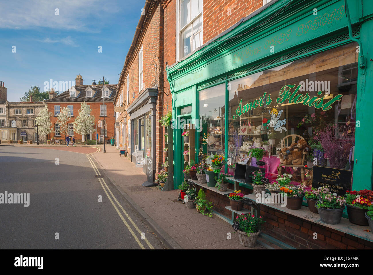 Bungay Suffolk UK, a florist's shop in the centre of the town of Bungay in the county of Suffolk, England. Stock Photo