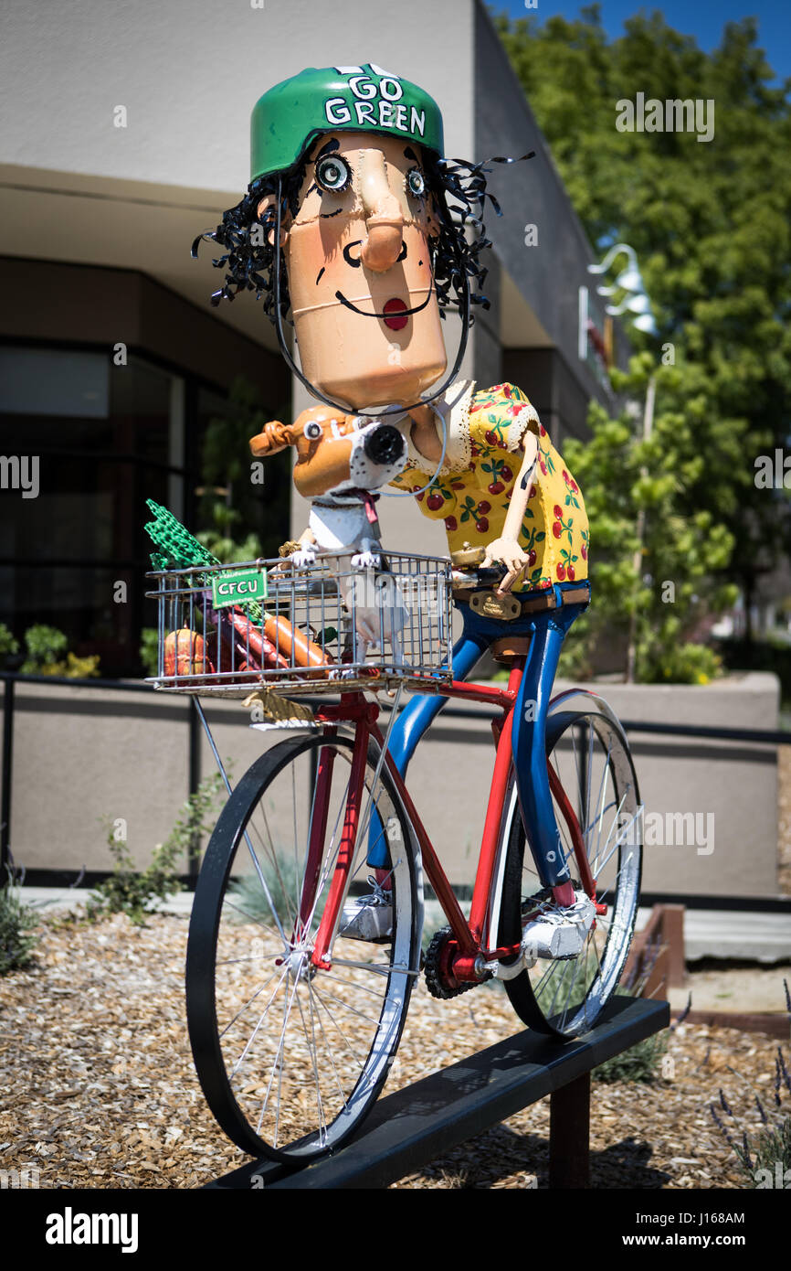 Sebastapol, California. The town is littered with art and sculptures by 'junk artist' Patrick Amiot. Stock Photo