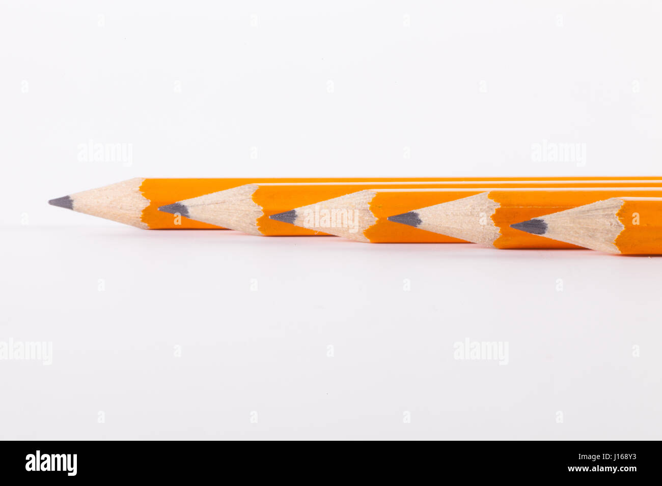 Five pencils isolated on pure white background Stock Photo