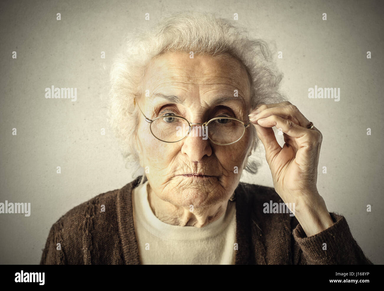 Old lady with glasses Stock Photo