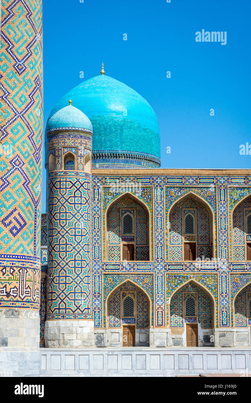 Tilya-Kori Madrasah, Samarkand Registan, Uzbekistan Stock Photo