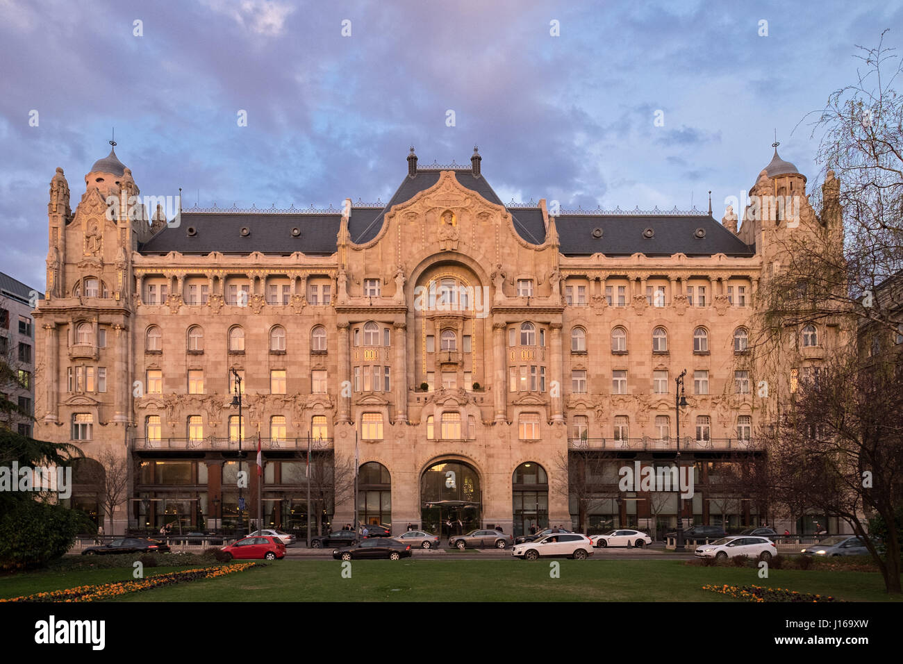 The Gresham Palace is a building in Budapest, Hungary. It is an example of Art Nouveau architecture. Stock Photo