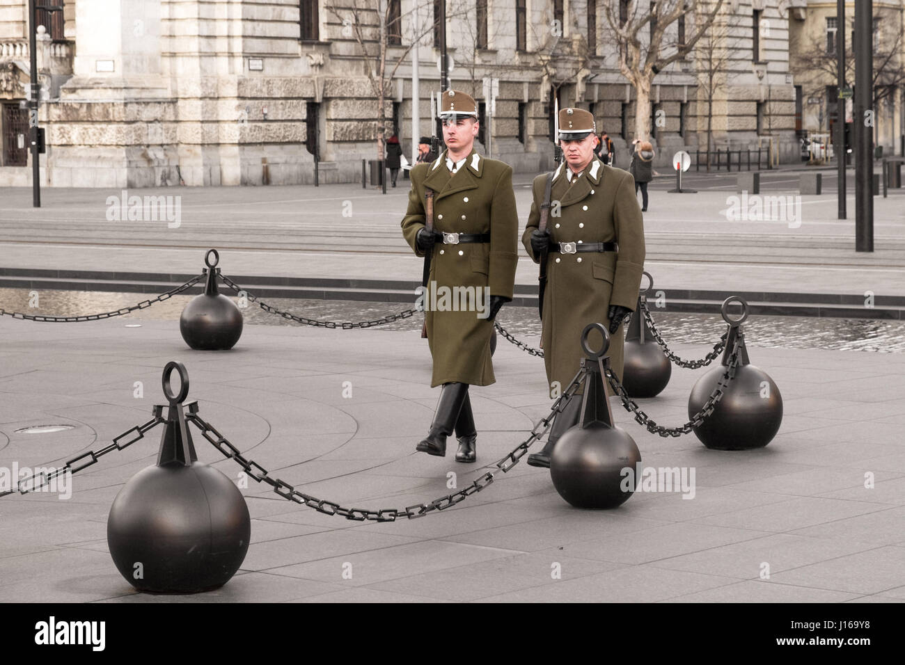 Hungarian Soldiers in Budapest Stock Photo