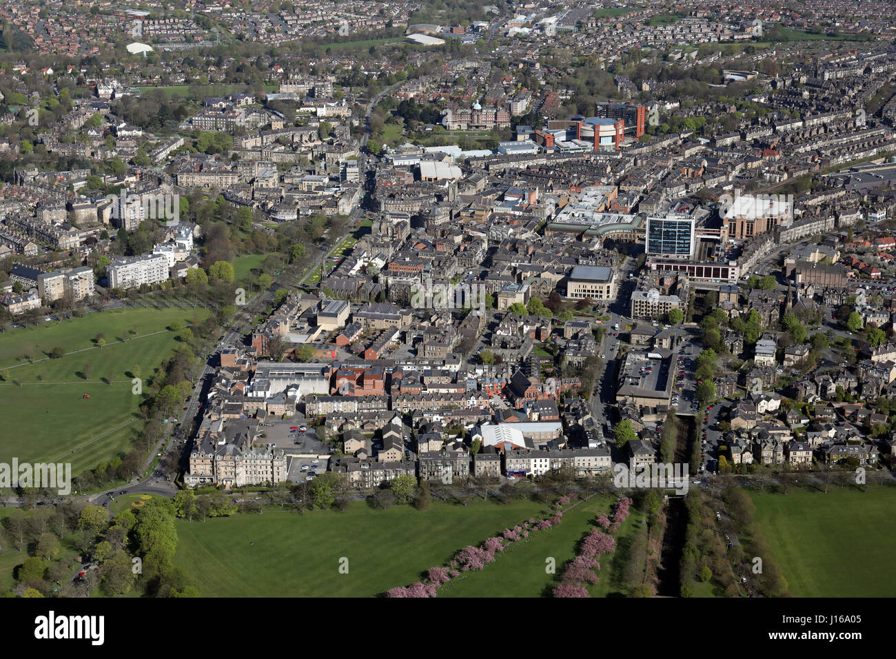 aerial view of Harrogate town centre, Yorkshire, UK Stock Photo