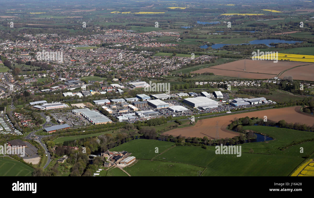 aerial view of St James Retail Park, Knaresborough, North Yorkshire, UK Stock Photo