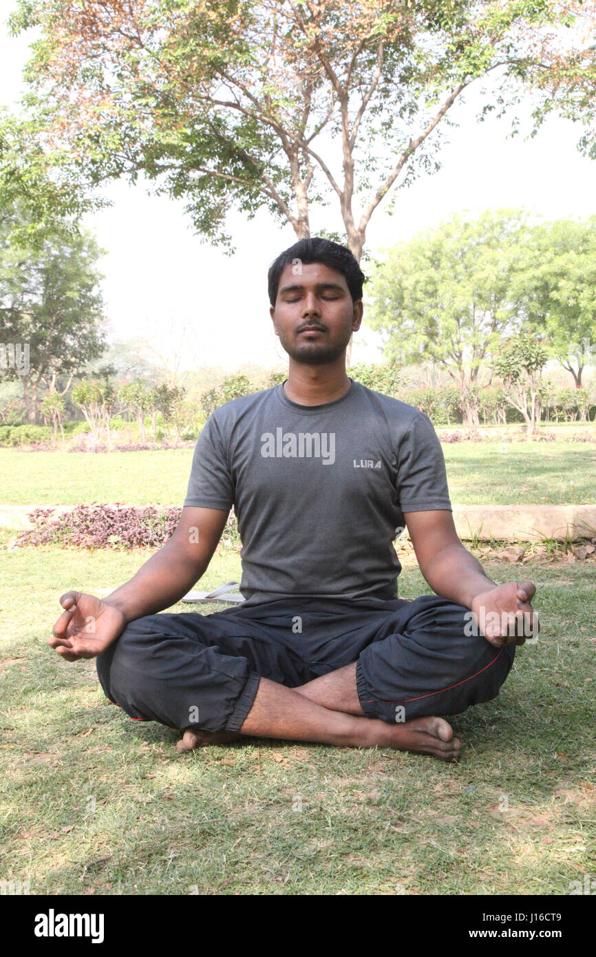 Meditation, Yoga, Morning Garden, New Delhi, India, (Photo Copyright © by Saji Maramon) Stock Photo