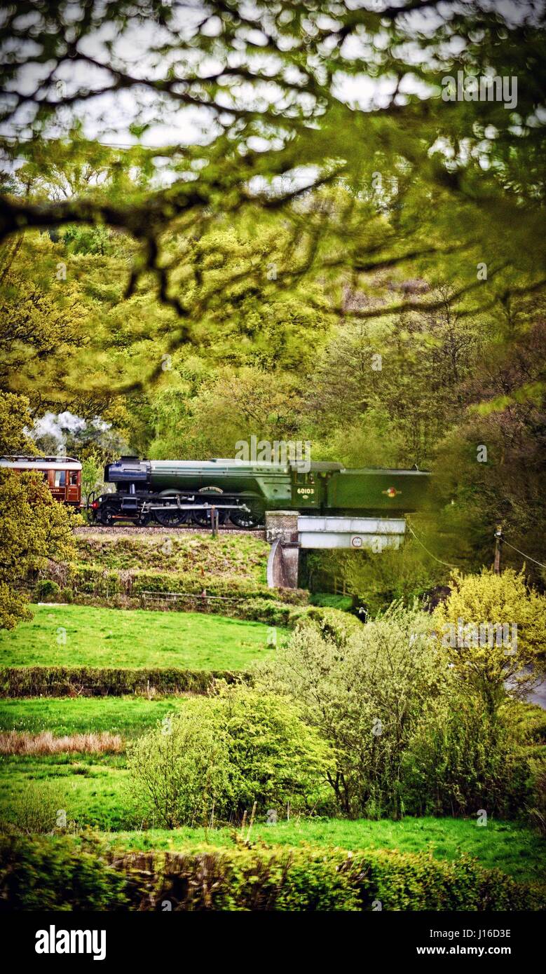 The Flying Scotsman steam locomotive at the Bluebell Railway, Horsted Keynes Sussex UK Stock Photo