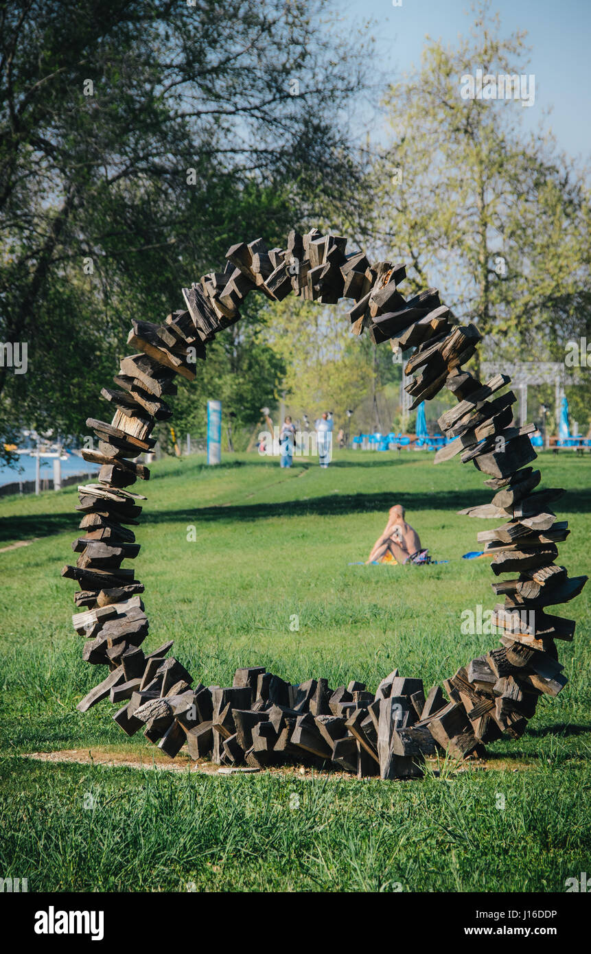 Hollow sculpture in park Stock Photo Alamy