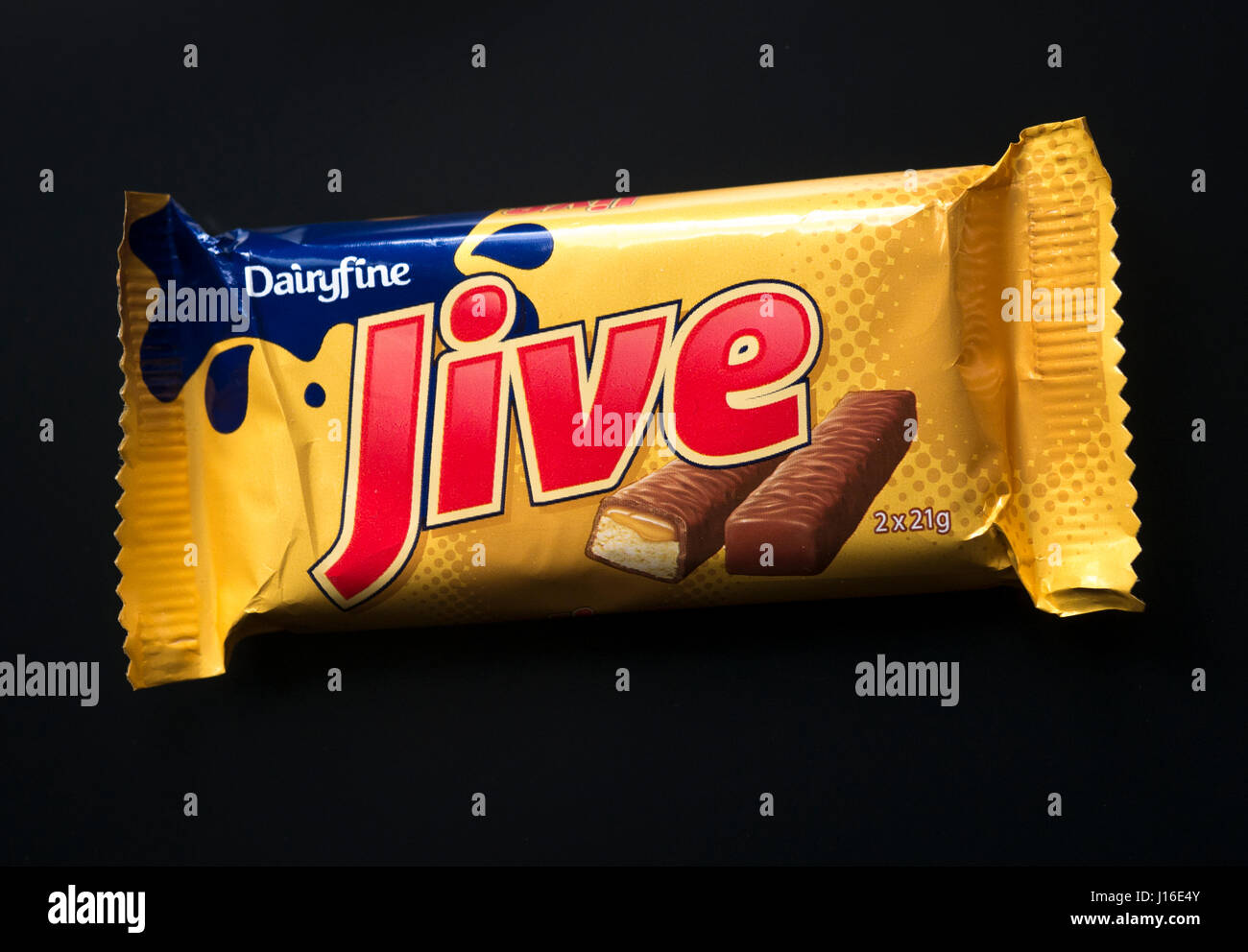 Jive Caramel Shortcake Bars, Made by Dairyfine and sold by Aldi supermarkets, Looks very similar to a Twix Stock Photo