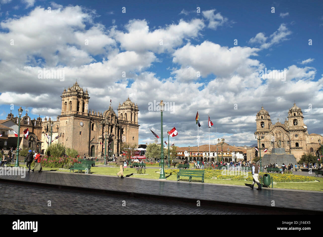 The Main Square Plaza De Armas Of Cusco, Peru Stock Photo