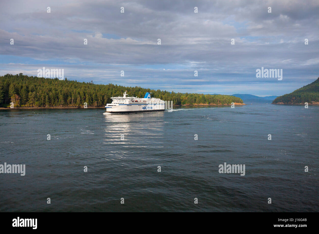 British Columbia Ferry On The Gulf Islands In The Salish Sea Stock Photo