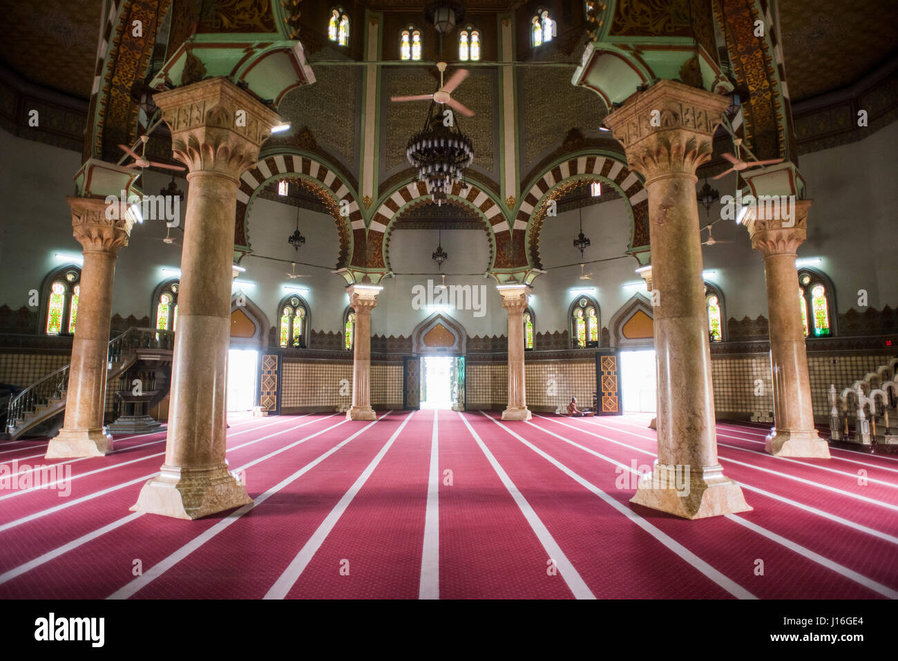 Interior Of The Medan Grand Mosque, Sumatra, Indonesia Stock Photo