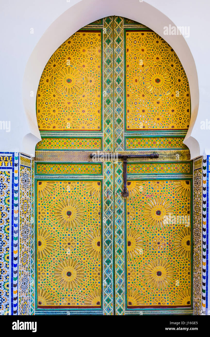 Sumptuous Arabic door, Fes, Morocco, North Africa Stock Photo