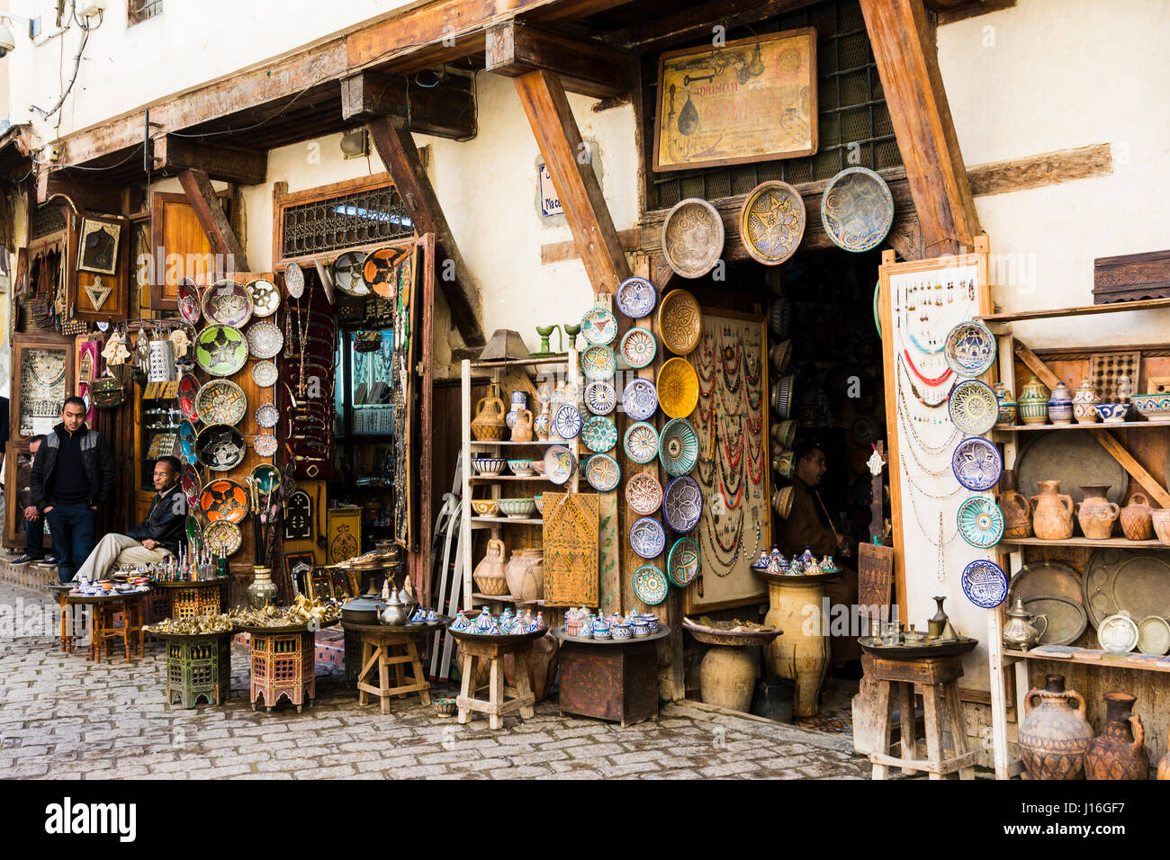 Ceramic shop, Fes, Morocco, North Africa Stock Photo