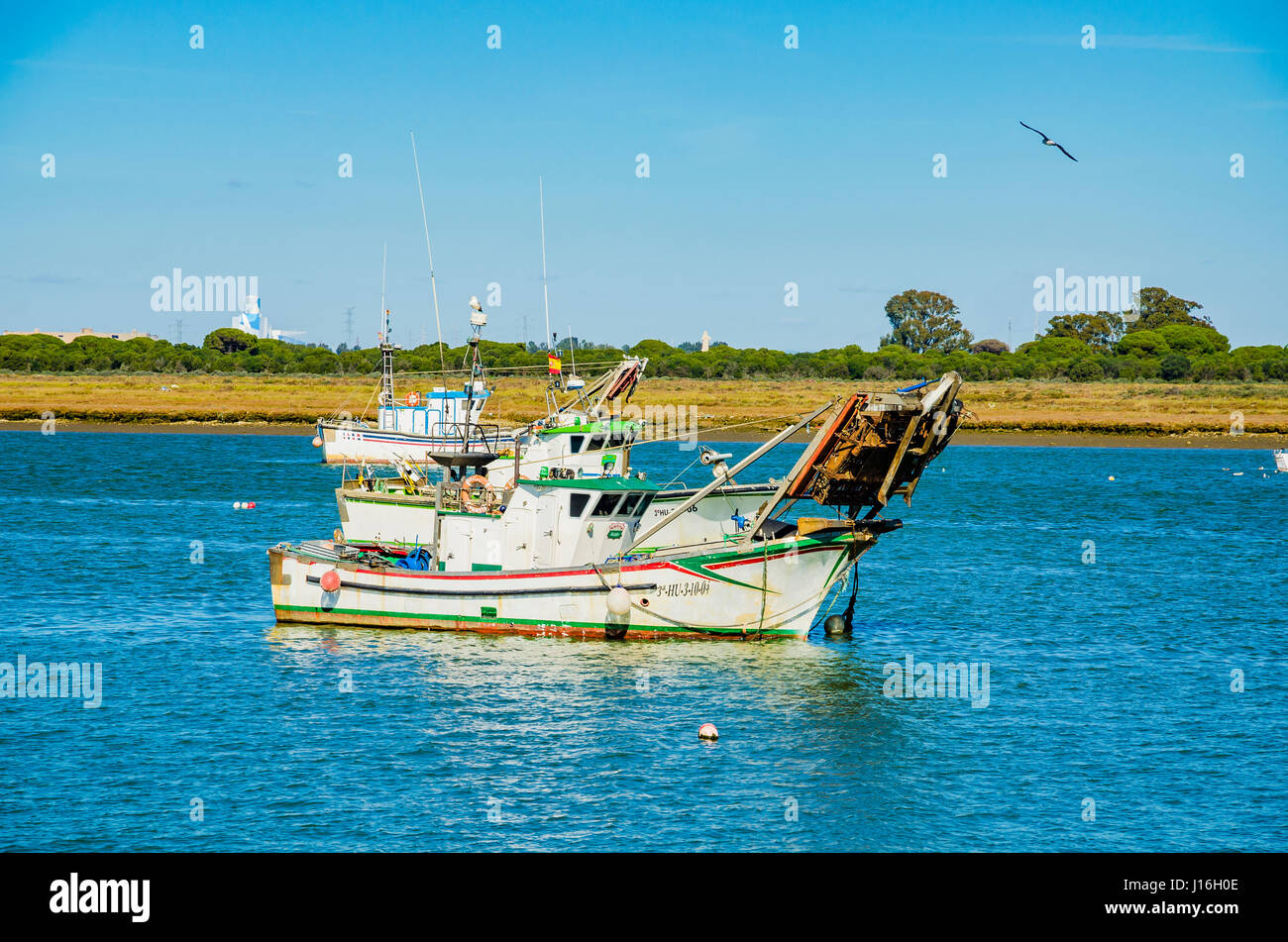 The Unesco Biosphere Reserve and Natural Park of the Odiel Marshes is a natural area located at the mouth of the river Odiel or Ría de Huelva. Punta U Stock Photo