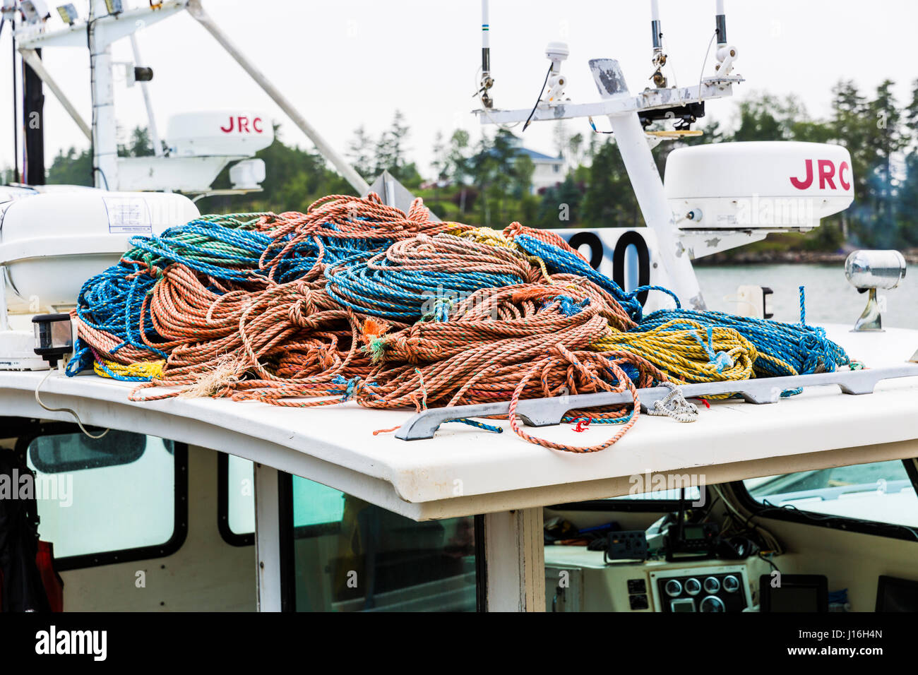 Rope On Top A Lobster Boat At Potts Harbor Lobster In Harpswell, Maine