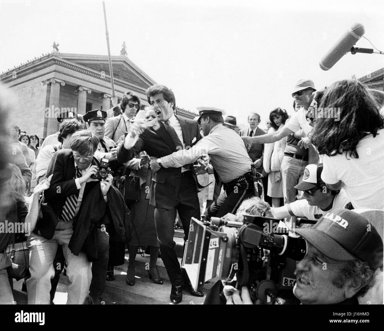 Photograph of Sylvester Stallone filming Rocky III in Philadelphia, PA in 1982. © mpi09 / MediaPunch Photograph of the Premiere of Rocky II at the Philadelphia Museum of Art in Philadelphia, PA in 1979. Stock Photo