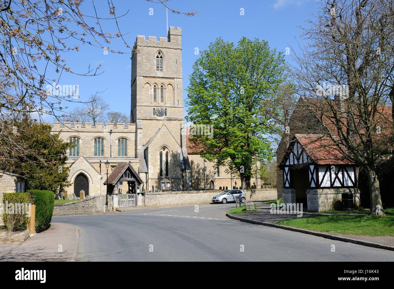 St Mary's Church, Felmersham, Bedfordshire, has been described as the 'Noblest  Parish Church in the County'. It was built between 1220 and 1240. Stock Photo