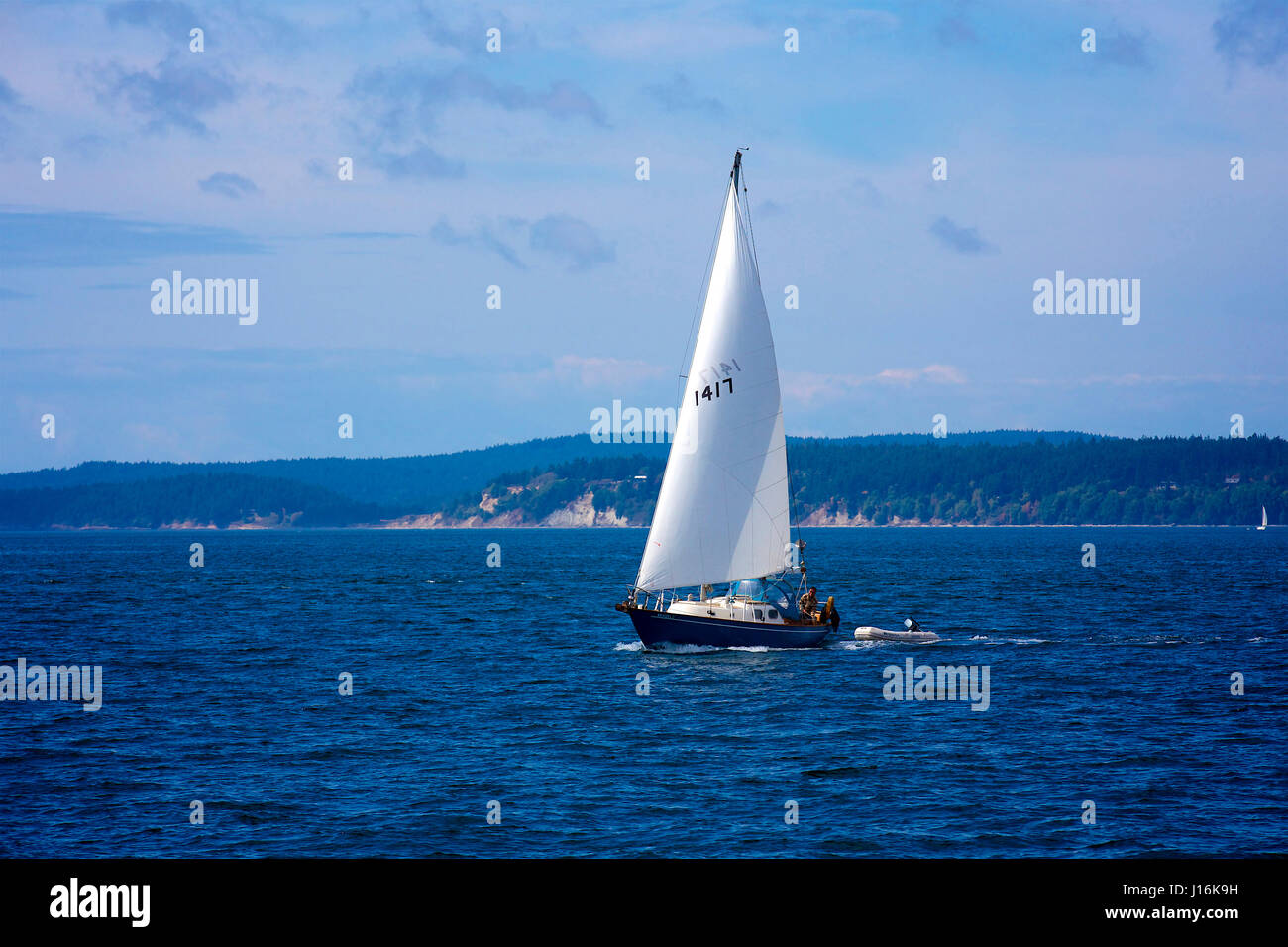 Beautiful Boat Sailing At Puget Sound Near Seattle, Usa Stock Photo Alamy