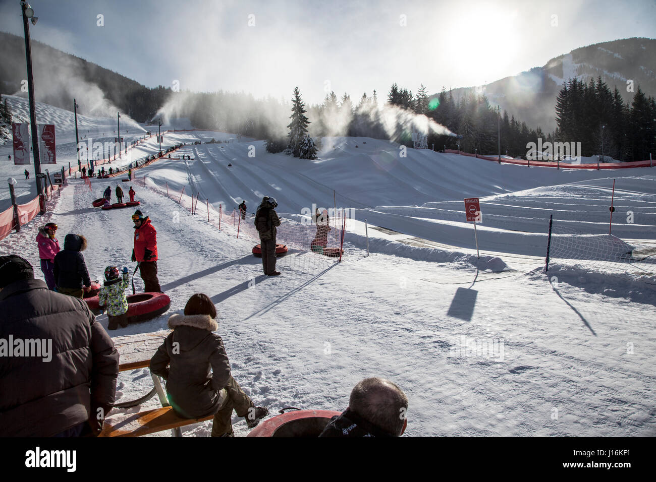 Snowtubing at Whistler BC Canada Stock Photo Alamy