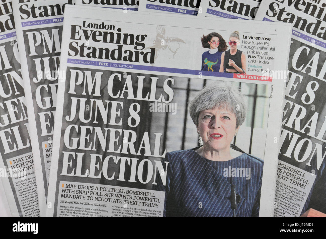The London Evening Standard announces the sudden General Election call