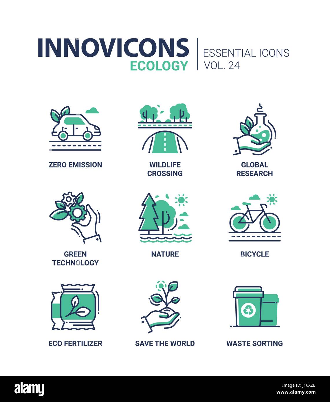Ecology - modern color vector single line icons set Stock Vector Image ...