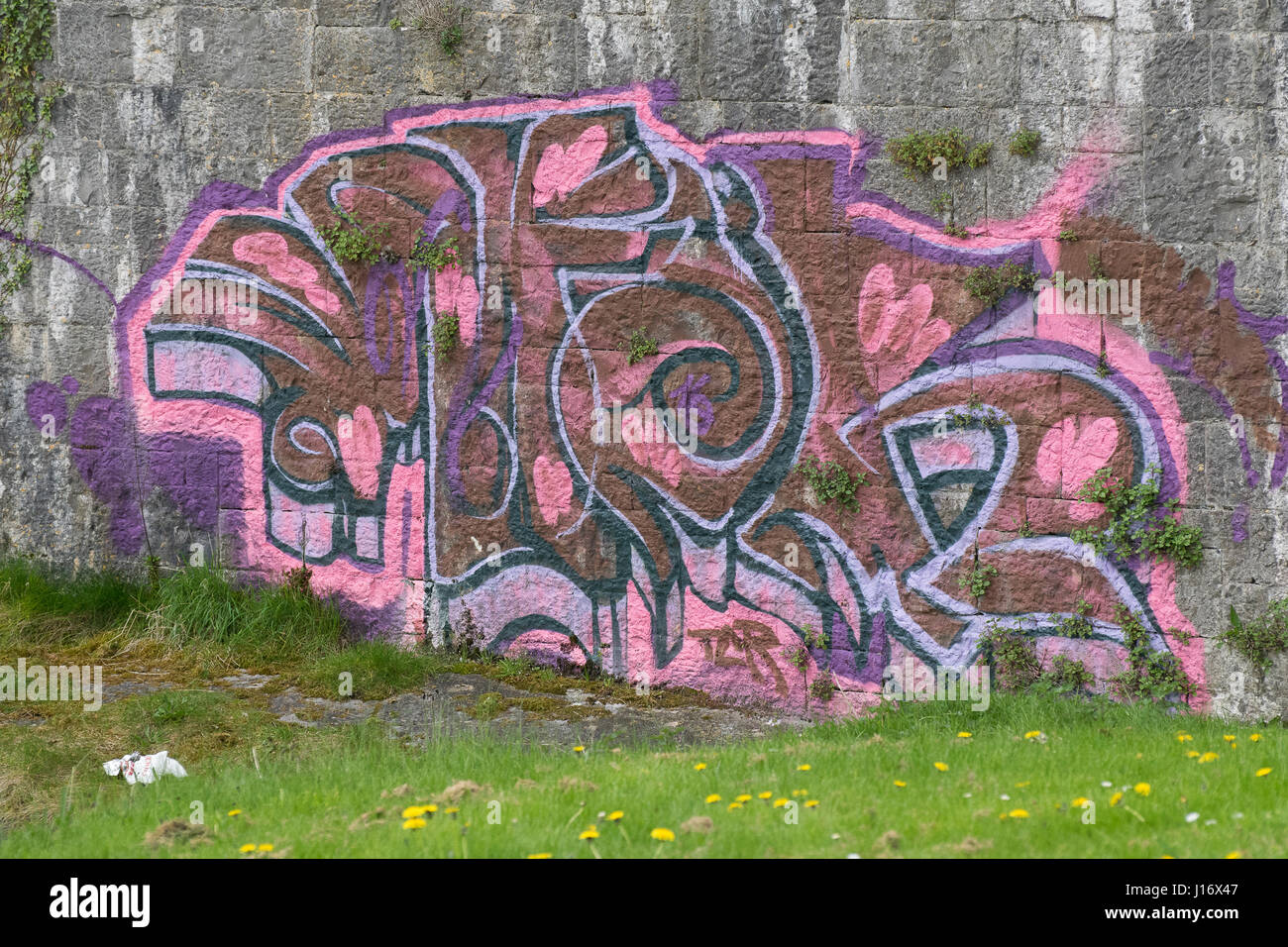 Pink Spray Painted Wall Stock Photo - Alamy