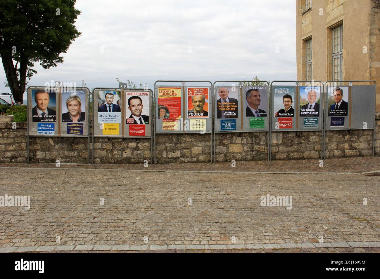 Posters for each French Presidential Candidate April 2017 Stock Photo