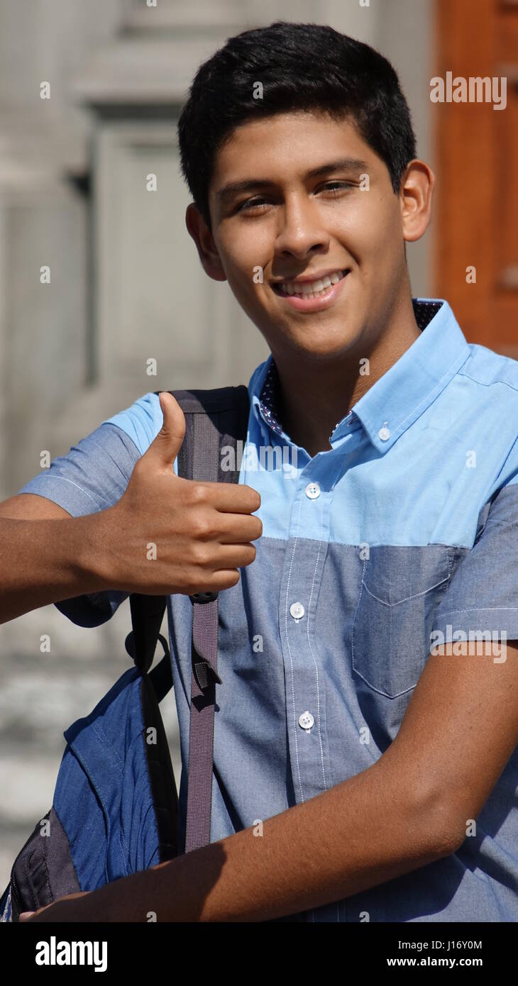 Male Student Thumbs Up Stock Photo - Alamy