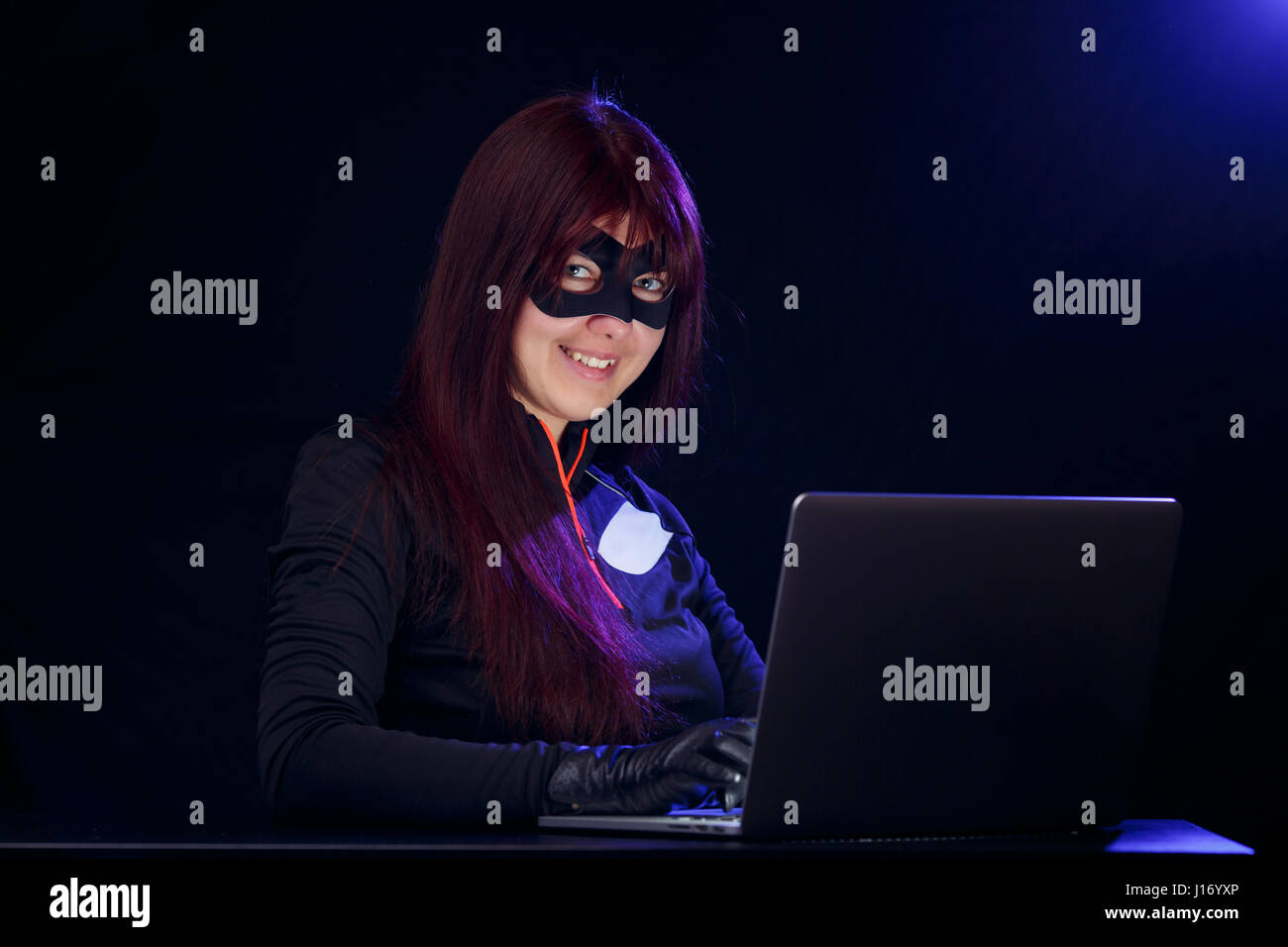 Girl in mask at night Stock Photo Alamy