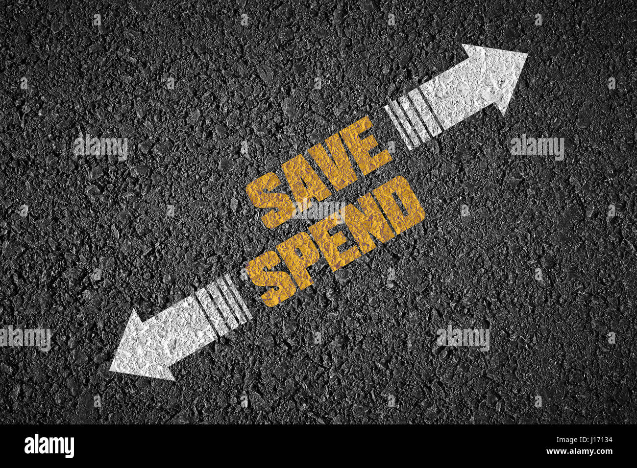 Save spend arrow Stock Photo